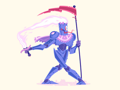 Knight armor character design fire flag knight medieval spooky
