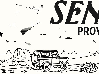Sendero Header bronco desert hand lettering illustration sendero