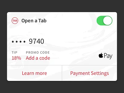 Open a Tab apple pay credit card dine out dining food ios meal mobile payments money pay restaurant ui