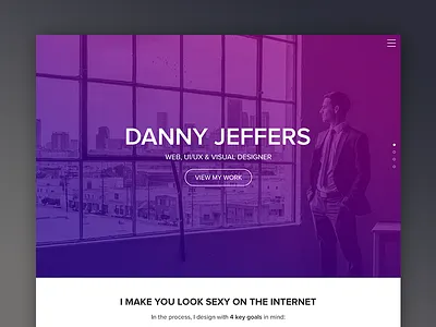 Personal Site branding concept danny design flat gradient home homepage jeffers lander modern personal photoshop portfolio purple sales design sales page sexy site website