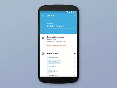 Recreational Soccer App - Edit goals material design online booking scout soccer venue booking
