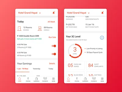 Owner App - OYO Rooms app chart dashboard interface ios layout mobile navigation stats tool ui widget