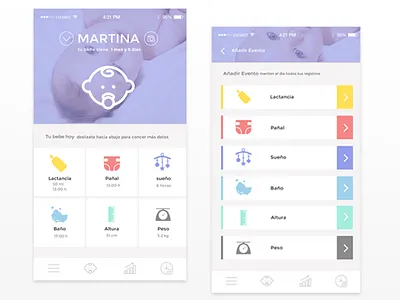 Baby Care, App app baby baby care bebé cute kids newborn tracker ui ux