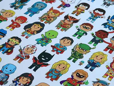 Delightfully Cute Little Heroes art batman comics illustration poster superheroes