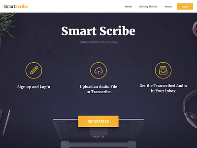 Landing Page design audio file manager how it works landing page