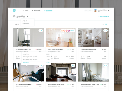 Intellirent Properties Cards app applicants dashboard intellirent rent ui web