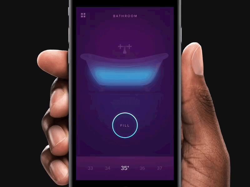 Smarthome bath control prototype app bath bathroom framer gif ios mobile prototype smart smarthome ui ux