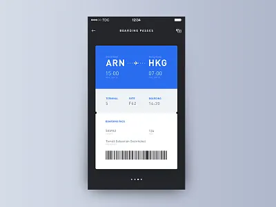 Day 008 - Boarding Pass airlines boarding boarding pass code flight ios pass passenger plane ticket travel ui