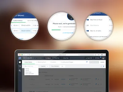 Vehicle Configuration Screen Redesign dashboard forms loading locus logistics planning popups startup ui ux vehicle web