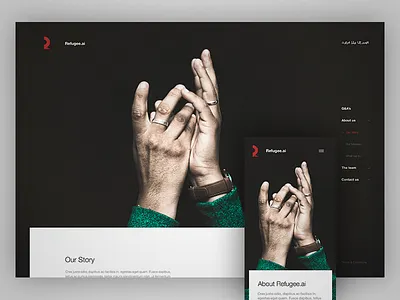 Refugee website ai hands mobile refugee ui web website