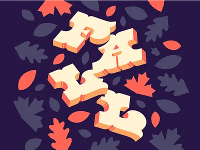 Fall autumn block letters fall leaves lettering shadow type type