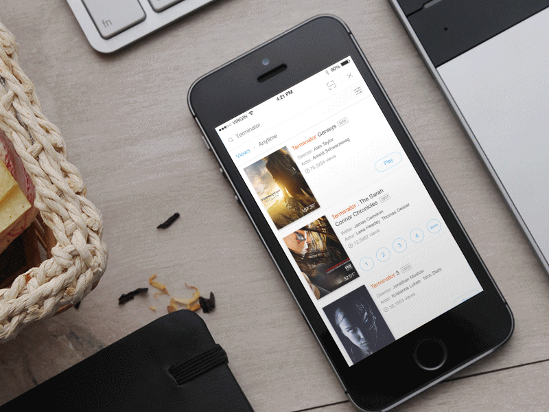 youku's sreach list flat flat design gif ios iphone sreach timeline user experience user interface ux video youku