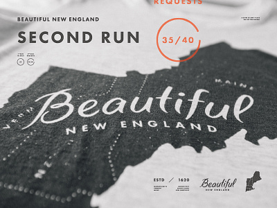 Second Run of Beautiful New England beautiful graph lettering new england states tee tee shirt type typography