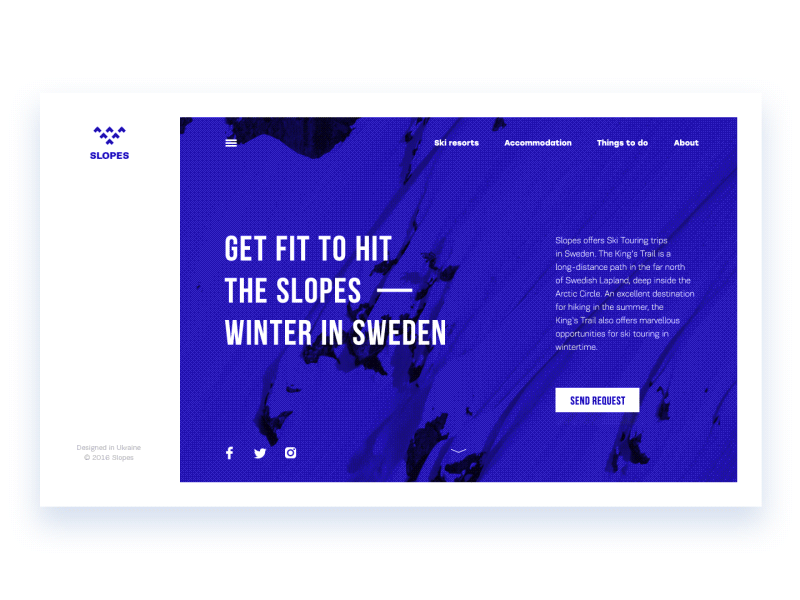 Slopes Website animation design interaction interface minimalism motion travel ui ux web webdesign winter