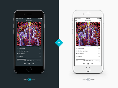 Minimal music player (dark/light) 009 015 alternative interface music music app music player tool ui user experience user interface ux