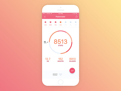 Pedometer App 99apps app health ios ios app light material mobile app pedometer ui design ux design