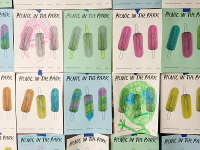 Picnic in the Park halftone picnic popsicles poster