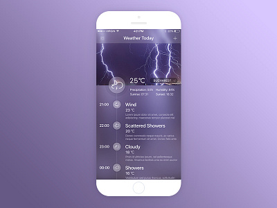 Weather App 99apps clean flat ios ios app light mobile app purple simple ui design ux design weather