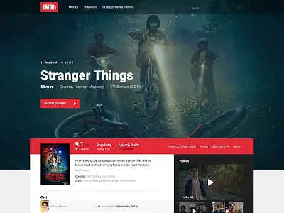 IMDb Movie/TV Page Redesign concept design imdb redesign rework ui ux web