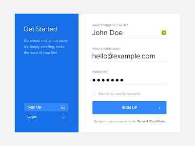 Day 01 - Sign Up Page blue challenge clean dailyui design login minimal signup