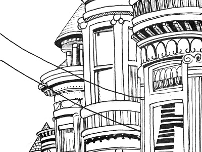 Haight & Central Illustration drawing illustration ink sanfrancisco victorian