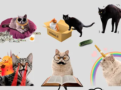 Meow Sticker Pack animals app cats collage funny imessage ios10 iphone laser mexican stickers unicorn