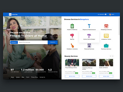 All new homepage for UrbanClap clean design home home page home screen ios seo ui ux web