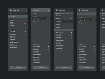 Hall UX account app chat hall menu sidebar team ui ux web