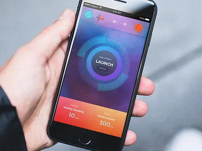 Space Game HUD Dashboard blue game launch purple red space