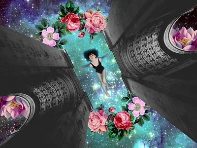 Collages Vol. IV architecture collage digital floral galaxy meditation outerspace photo manipulation pop art surrealism vintage whimsical