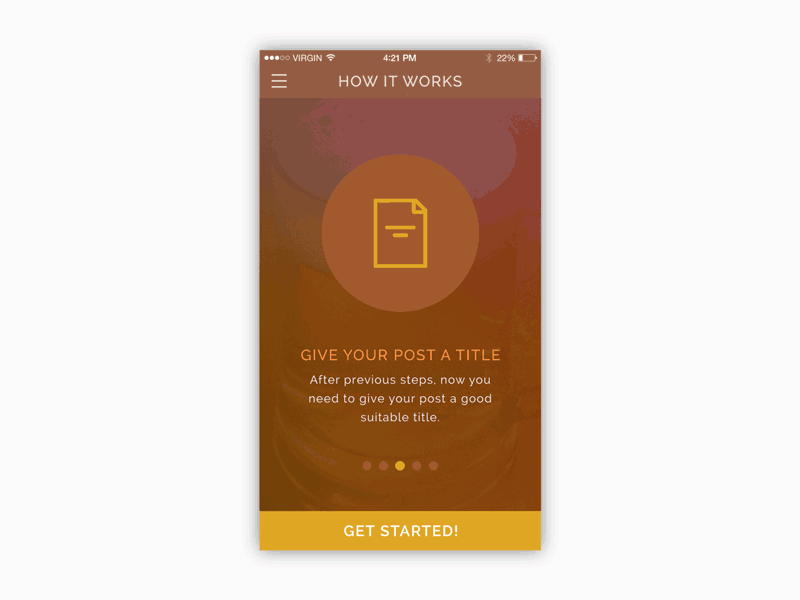Beverage App (How it works Screens) android animation app dashboard ios iphone7 mobile ui ux website wireframes