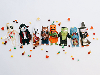 Halloween Candy-bar Wrappers dracula frankenstein ghost halloween monster pumpkin king skeleton werewolf witch wrapper