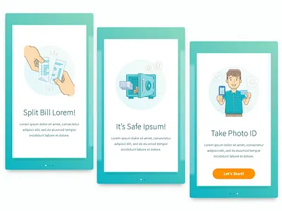 Bank Mobile App Onboarding Gen 1 boy id card illustration male man money onboarding people person safes split bill