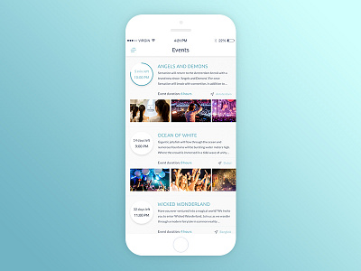 Events App 99apps app blue clean events ios ios app light material mobile app ui design ux design
