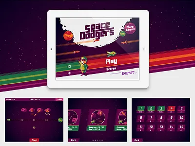 Space Dodgers UI astronaut background game ipad rocket space space ship spacecraft stars ui vector