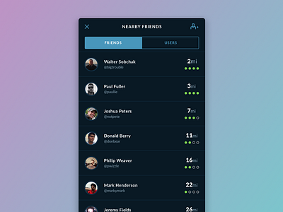 Nearby Friends friends ios iphone mobile nearby notifications trucker trucking ui ux