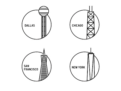 City Icons / Badges chicago city badges city icons dallas iconography illustration new york san francisco united states
