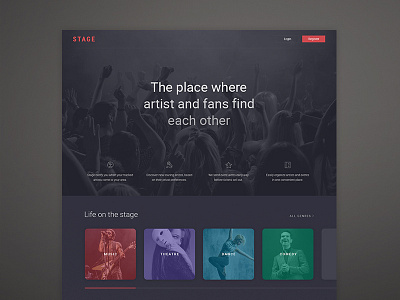 Stage landing page web design
