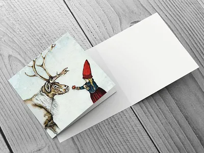 Little Girl And The Reindeer christmas christmas card greetings card illustration jul pen and ink pointilism reindeer scandi sweden xmas
