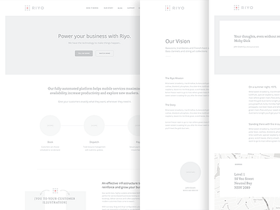 riyo.io greyscale layout user experience ux wireframes