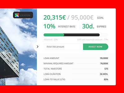 Investment card for the Lenndy crowd-funding platform v1 crowd funding finance invest investment loan