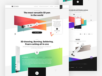 3Dsimo website 3d pen 3dsimo colours landing page light minimal product ui ux web