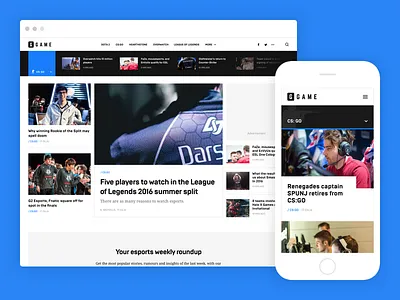 Good Game design desktop esports feed mobile news