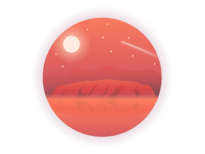 Oceania - 7 continent challenge australia desert gradient illustration landscape moon oceania sky stars