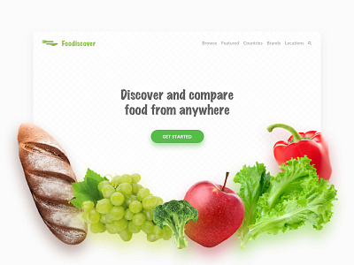 Foodiscover - Landing page card ecommerce food groceries interface ui userinterface ux web webdesign