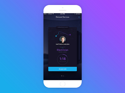 Demand Services App 99apps app cards clean dark demand ios ios app map mobile app ui design ux design
