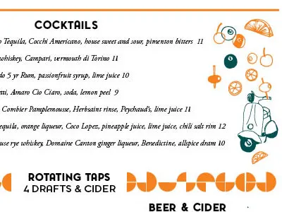 Rally Cocktail Menu branding illustration menu pizza pnw restaurant