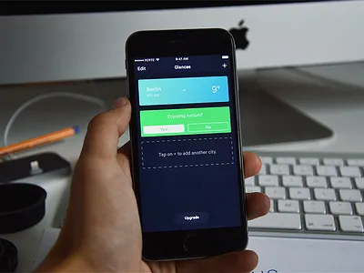 Glances app card dark gradient interaction ios iphone mac theme ui ux weather