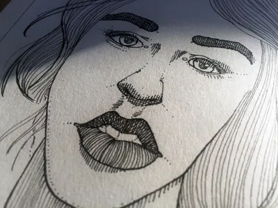 Page 47 blackink crosshatching drawing illustration micron model moleskine patterns sketchbook study