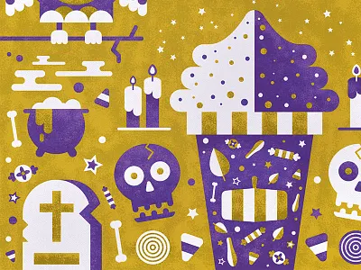 Halloween Card autumn bones candy card fall halloween illustration owl pumpkin spice latte skull